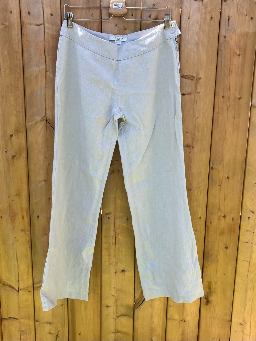 Nougat London Beige-Tone Bootcut Linen Blend Pants